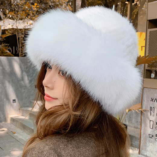 Princess Mink Mink Fur Hat Women's Autumn and Winter Mink Fur Fox Fur Fisherman Hat Mink Fur Straw Hat Winter Fashion Warm Basin Hat Black Princess Hat