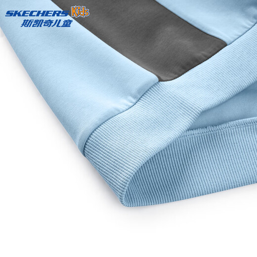 Skechers boys' knitted pullover sweatshirt autumn and winter plus velvet to keep warm and fashionable versatile long-sleeved top P424B005 light antique blue /04B2 160