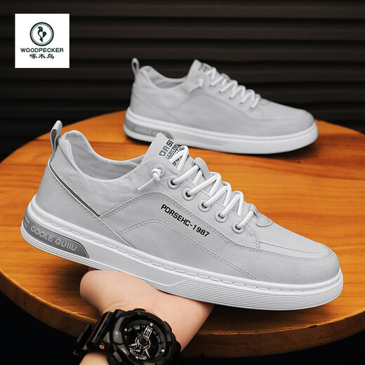 Woodpecker cloth shoes men's shoes men's canvas shoes men's 2025 new summer ice silk board shoes casual shoes spring and autumn sports shoes khaki 41