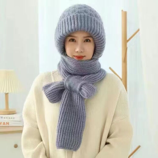 Changyin New Winter Knitted Snow Hat Cycling Warm Mom Fashionable Ear Protection Baotou Hat Women's Hat Scarf All-in-One Hat Elegant Camel