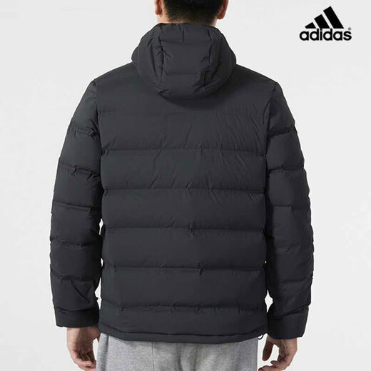 阿迪达斯 （adidas）羽绒服男装2024冬季新款保暖外套连帽鸭绒面包服保暖JV6187 JV6187黑色 M