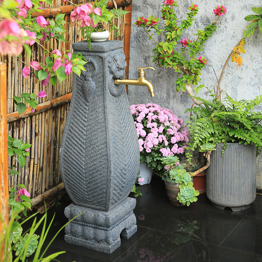 Zhidei courtyard balcony water faucet mop pool outdoor garden decoration landscaping column faucet household floor-standing mop pool Ping An Xile column water faucet without faucet
