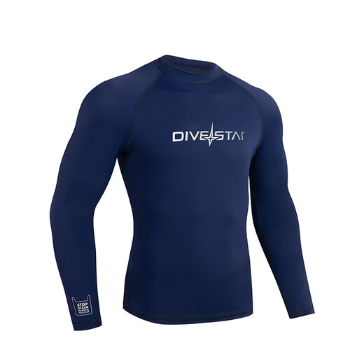 Diving star couple wetsuit long-sleeved split outdoor men and women sunscreen jellyfish snorkeling drifting surfing quick-drying swimsuit men's dark blue S