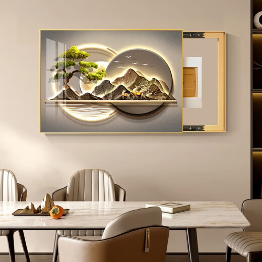 Hanxuan has a back mountain electric meter box decorative painting covering the light luxury landscape distribution box hanging painting cream wind gate box mural T9194 55*45cm (45*35) left push-pull gold frame
