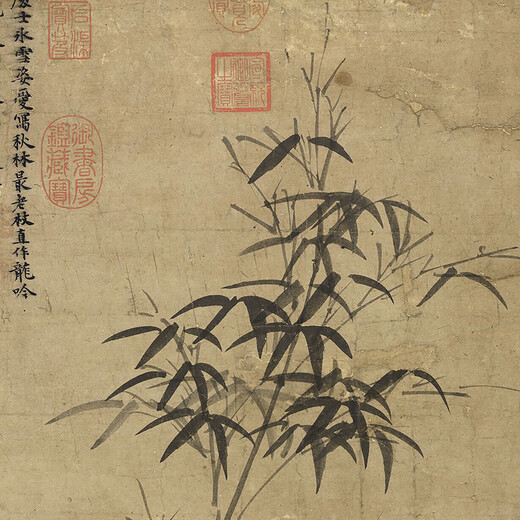 元倪瓒春雨新篁图墨竹图古代花鸟画卷轴复仿古画挂画 元钱选芙蓉鸳鸯图12392 30X54厘米（喷绘画心尺寸） 装G