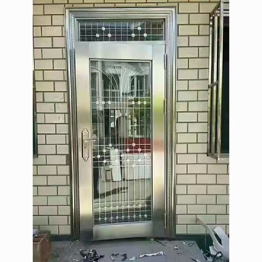 维诺亚304不锈钢门加厚可定制对开喷泉花不锈钢双开门四开子母进户门 860*2050内包内左()