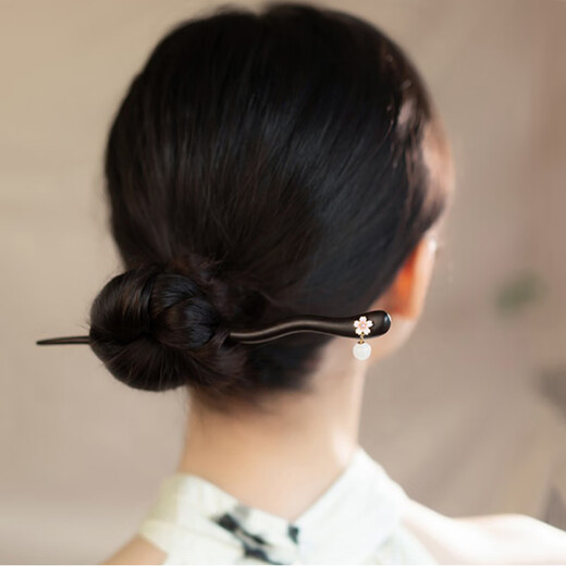 Kamalun (KAMALUN) Sandalwood Hairpin New Chinese Style Hairpin 2025 New Hetian Jade Step Shake Hairpin as a Birthday Gift for Girlfriend Peach Blossom Hairpin + Brand Gift Box Engraving Customization