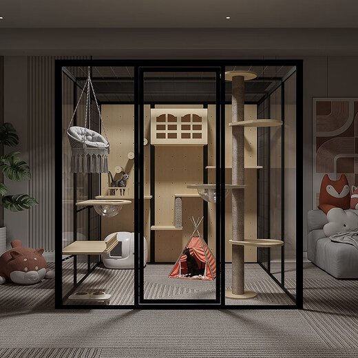 Panoramic cat villa cat house household cat cage large indoor cat villa cat cabinet luxury glass cat room customization length 126 depth 80 height 183 including home installation