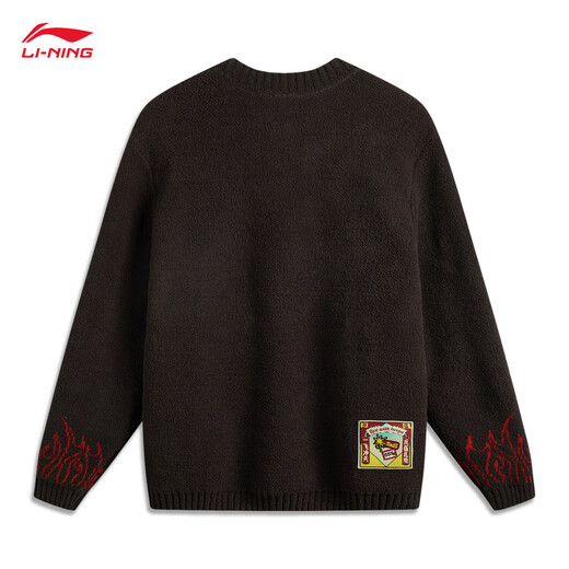 Li Ning's anti-wu field丨 Pullover round neck sweater men's summer new contrasting color trendy and cool loose and versatile sports sweater Dark and brown-1 L