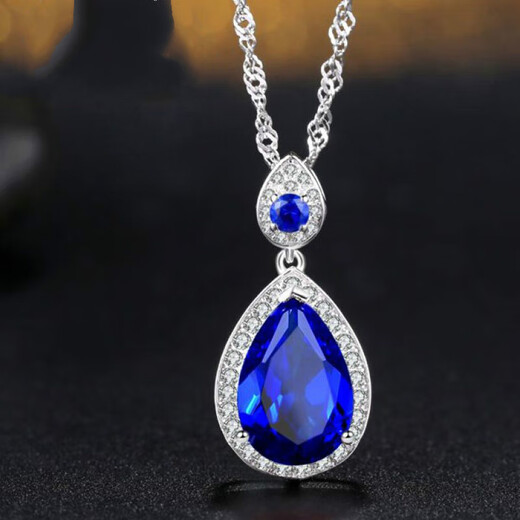 Six-maru sapphire pendant for women, Japanese and Korean silver-plated 18k gold colored gemstone necklace, precious gemstone, tanzanite accessories