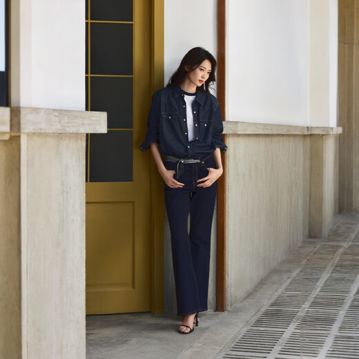 Levi's李维斯男士经典宽松蓝色牛仔衬衫时尚简约美式水洗情侣外套 深蓝色 M