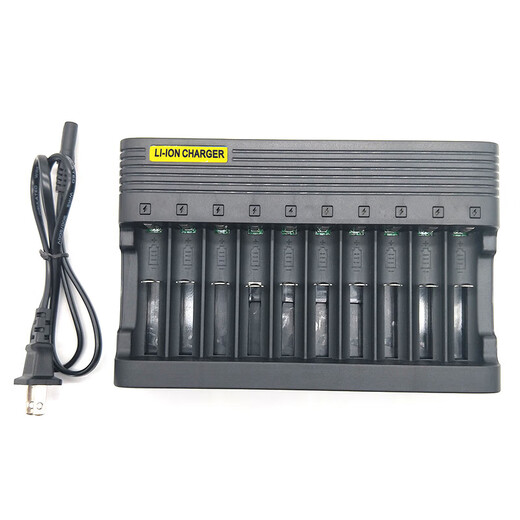 18650 lithium battery charger 3.7V 4.2V multi-functional stand charger headlight fan flashlight fast charge 10-slot fast charge 1 (6A high current) anti-reverse connection