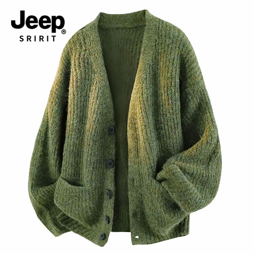JEEP SPIRIT cardigan sweater men's autumn and winter sweater men's loose lazy sweater NYH939 light gray XL