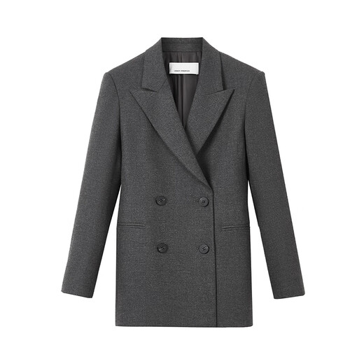 Langzi retro wool gray high-intellectual temperament commuter professional suit jacket for women 2024 winter new suit dark gray 2 L