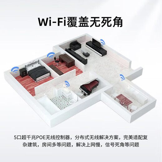 H3C新华三H9套装2.5G版全屋Wi-Fi6i覆盖1500M无线AP面板套装无缝漫游 AC1105-P-U 5口千兆主机 ac+ap组网分布式墙壁POE供电路由器