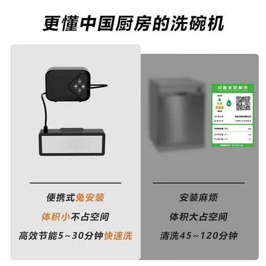 Chu Jie Di (Germany) ultrasonic dishwasher kitchen household small fruit, vegetable and seafood three-in-one ultrasonic cleaning machine sink type installation-free countertop mobile portable dishwashing artifact 8th generation high-end flagship XW6 Pro breakthrough technological innovation 8th generation Pro