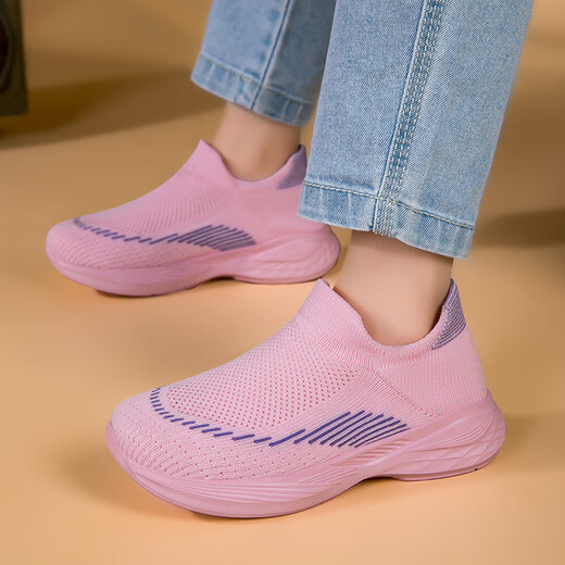 Children's flying knit casual shoes 2025 spring and autumn style multi-walking breathable socks shoes for boys and girls lightweight soft sole pedal 689 white and black 29