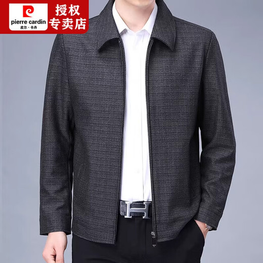 Pierre Cardin Jacket Men's Spring y Autumn Fina de mediana edad y anciana chaqueta casual Otoño nuevo Daddy Daddy Autumn Top XPN-J719 Light Grey 170 100-120Jin [Jin equivale a 0.5 kg]