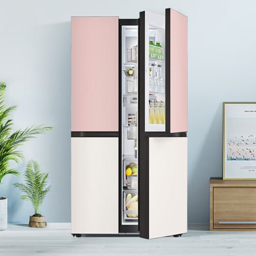 LG Kühlschrank S652GPB38B Mehrdimensionales Windbildschirmsystem 655L Importiertes prächtiges Temperaturpaneel Computertemperaturregelung LG S652GPB38B Pink Weiß