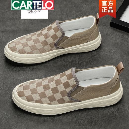 
CARTELO canvas shoes men's board shoes breathable lazy shoes men's shoes summer trendy shoes beans shoes casual cloth shoes loafers 9227 gray black 39