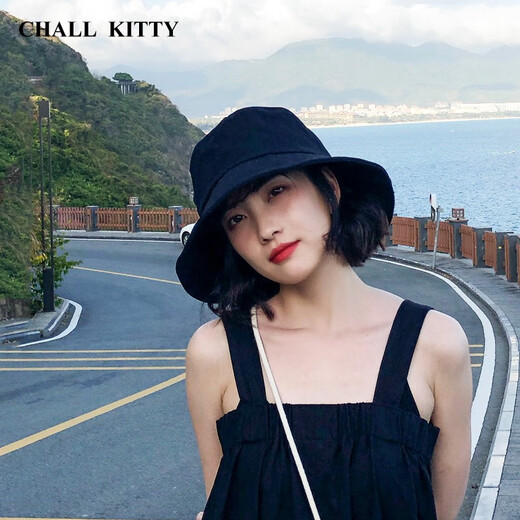CHALL KITTY Women's Fisherman Hat Summer Sun Visor Anti-UV Sun Protection Hat Beach Sun Visor Sun Hat 2025 New Black - Brand Gift Box High-end