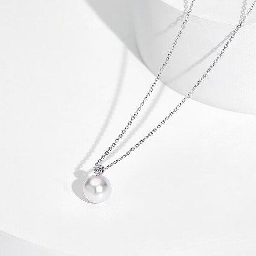 Tahitian akoya pearl pendant 8-8.5mm dot 18K gold diamond round high-gloss seawater pearl necklace for your lover