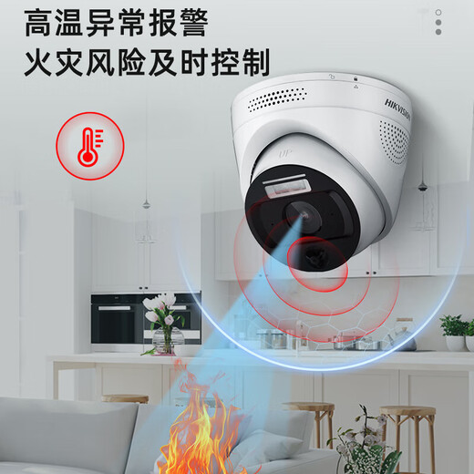 HIKVISION Hikvision surveillance camera 4 million 2K full color night vision high temperature alarm AI value detection mobile phone direct connection cable power supply economic version VN24-P(B) 4MM