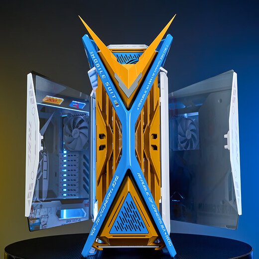 ASUS ROG GR701 God of Creation White chassis Fubuki EVA series customized UV printing color change full tower theme customized chassis Suede leather customized ARGB full set of light panels Blue and white Gundam White chassis + combat angle + UV light panel Existing solution customization