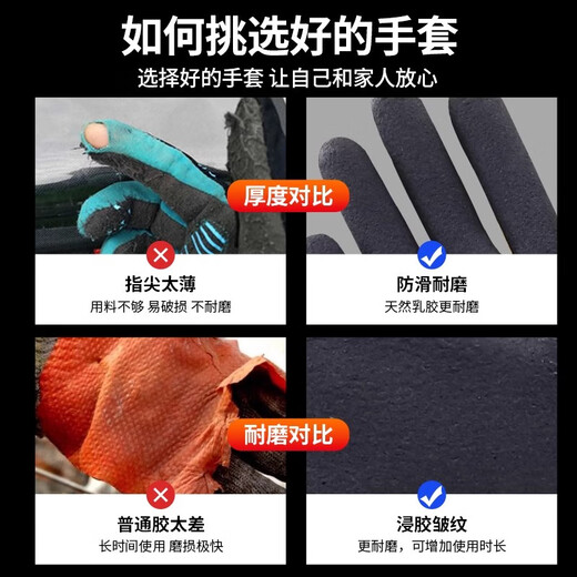 创信L728劳保手套耐磨工作女士专用防水耐油加厚防滑透气发泡手套 创信L708【6双】