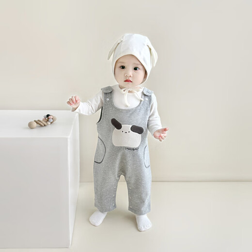 Ying's spring and autumn children's overalls baby fashionable cotton jumpsuits for boys and girls cartoon outing clothes baby rompers trousers light yellow_cartoon overalls 66cm