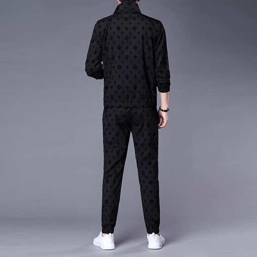 Pierre Cardin Casual Sports Costume masculin 2025 Spring and Automne New Trendy Veste avec pantalon Clothing Men's Clothing Set 6629 Black Suit [Top + Pantalon] Plus Velvet L [111-125Jin [Jin est égal à 0,5 kg]]]