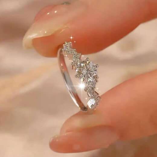 MZMZ Platinum Meteor Couple Ring pt950 Platinum Knot Engagement Fashion Diamond Ring Valentine's Day Birthday Gift for Girlfriend Light Luxury Galaxy Men's Ring