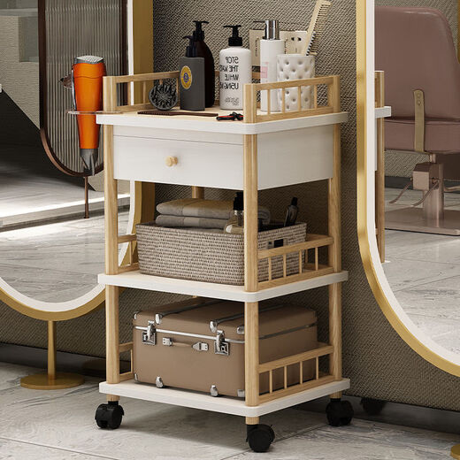 Vinoa Beauty Salon Trolley Nail Shop Tool Trolley Cosmetic Storage Rack Tattoo Hair Salon Multifunctional Mobile Storage Rack Dressing Fence Trolley with Drawer Original Color 0x0x0cm