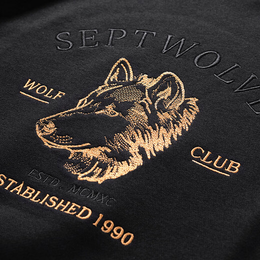 Sieben Wolf langärmeliges T-Shirt für Männer im Herbst- und Wintermänner Einfache und vielseitige Festpullover Wolf Logo Big Logo Round Neck Pullover T-Shirt für Männer 001 (schwarz) -3886 S 160/80A