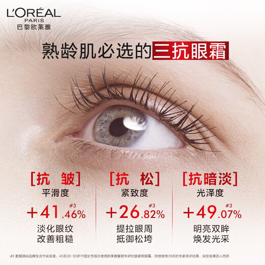 L'Oreal Pilz Augencreme 15 ml hell gestreifte feste fungible feuchtigkeitsspendende Augenkosmetik Neujahr Geschenk Frauen Pilz Augencreme 7,5 ml*2+ Augenmaske