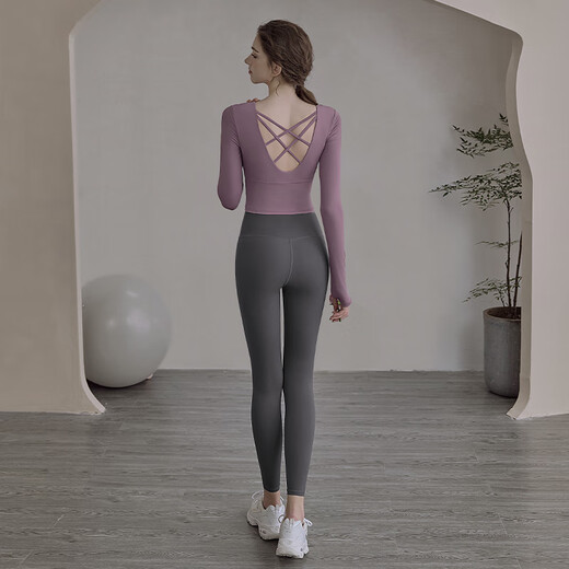 LULULMCCTN Yoga Wear Tops Women's Autumn and Winter New Pilates Professional Training Sports Fitness Suit 2025 New Long Sleeve Lotus Purple Long Sleeve S