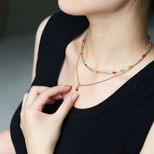 COASZE Gypsophila tourmaline garnet topaz multi-treasure necklace 18K gold clavicle chain for girlfriend and wife multi-treasure necklace 40cm