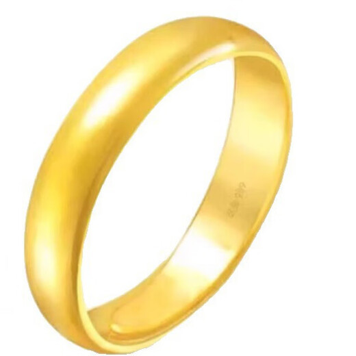 Feiyu 999 foot k yellow ancient method ring for women 18k plain circle wide face couple ring live ring New Year gift plain circle ring 2.5 grams