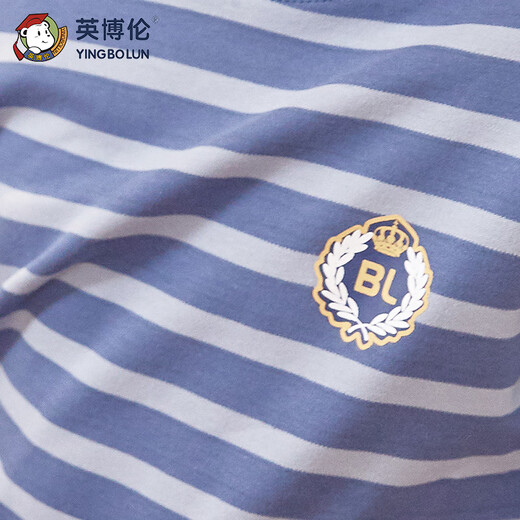 Yingbolun autumn and winter children's thermal underwear autumn clothing set pure cotton medium and large children's school uniform artifact 85265 Lan Tiao 150