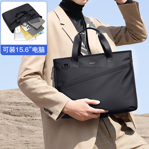 POLO business briefcase men's expandable handbag 14/15.6 inch computer bag shoulder bag gift for boyfriend