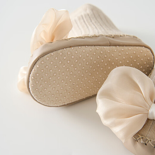 Tongtai baby socks baby floor socks children's toddler shoes boys and girls non-slip shoes socks socks covers wide mouth socks beige 1 pair 6-12 months