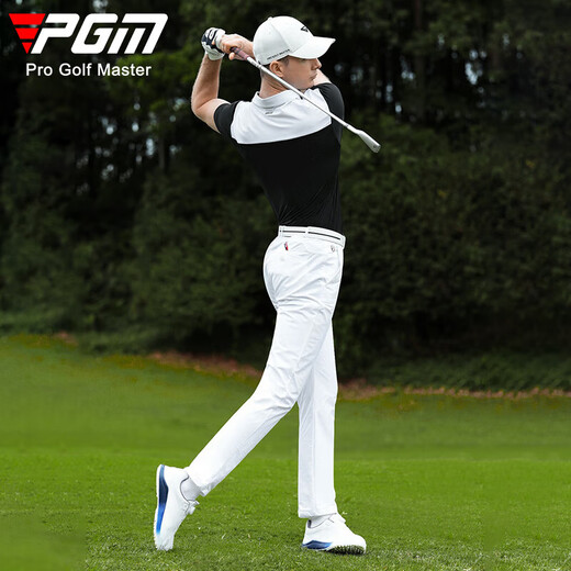 PGM Golf Clothing para hombres Camiseta deportiva de verano para hombres Agujecillos transpirables Absorción de humedad de la solapa Camisa de color Combinación de color YF679-Black 2xl