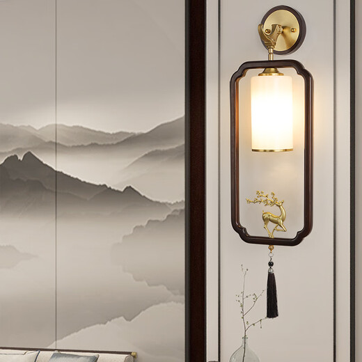 Ancient Tang style 2024 new walnut wall lamp living room entrance TV background wall bedroom study walkway Chinese style Zen lamp A-4/model 20 watt three-color LED