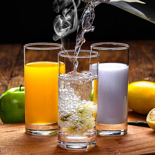 Ouxin imported glass cup household water cup set heat-resistant glass tea cup drinking cup household transparent cup milk cup round style 340ml six pack