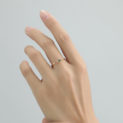 Ming brand jewelry 18K gold color gold K yellow forest sugar cube inlaid with colored zirconium ring for women CSW0091 pricing total about 0.88-1.07 grams No. 13