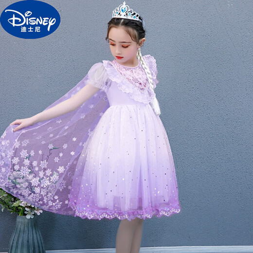 Disney (Disney) little girl wears a beautiful summer frozen new style Aisha puffp princess dress Aisha girl's dress Love Blue skirt + gift + accessories 4-piece set Note shoes 100 size