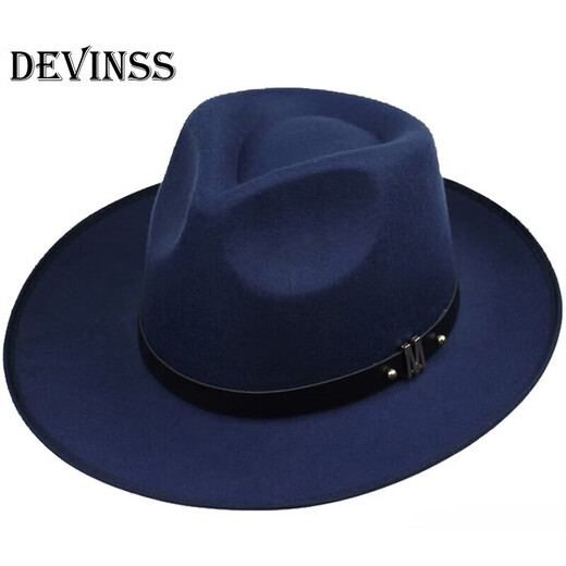 Danwens top hat men's Shanghai beach hat Xu Wenqiang's same style British top hat groom's official hat classic wool felt hat black M (56-58cm)