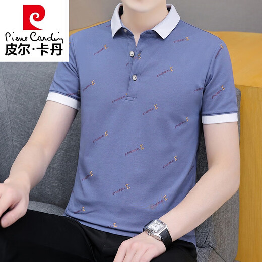 Pierre Cardin High-End-Marke Kurzärärmelte T-Shirt Herren-Revers-Polo-Hemd Sommer Lose Trendy, vielseitiges T-Shirt Top Herrenkleidung 679 Black M [90-110jin [Jin ist gleich 0,5 kg]]]