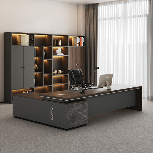 Shuxuan (SHUXUAN) boss desk president desk simple modern manager supervisor office desk and chair combination executive desk office furniture 1.8 meters boss desk + side cabinet