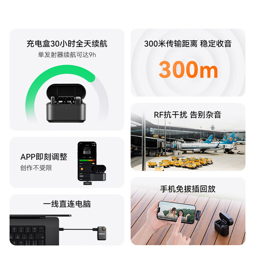 Mammoth Mammoth Microphone Wireless Lavalier Microphone LARK M2 One to Two MOMA Lavalier Microphone No Logo Hidden Microphone Wireless Microphone Anchor Special LARK M2 One to Two + Box Android + Apple 15/16